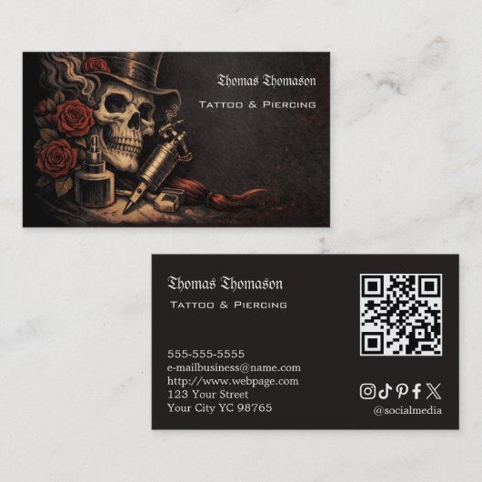 Carte De Visite Tattoo artist QR code  (Devant / Derrière)
