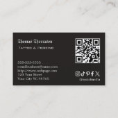 Carte De Visite Tattoo artist QR code  (Dos)