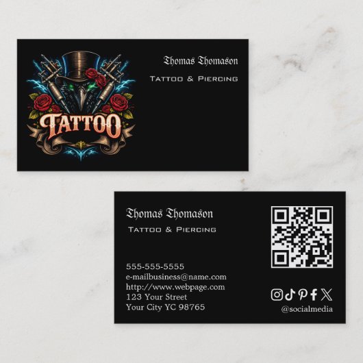 Carte De Visite Tattoo artist QR code  (Devant / Derrière)