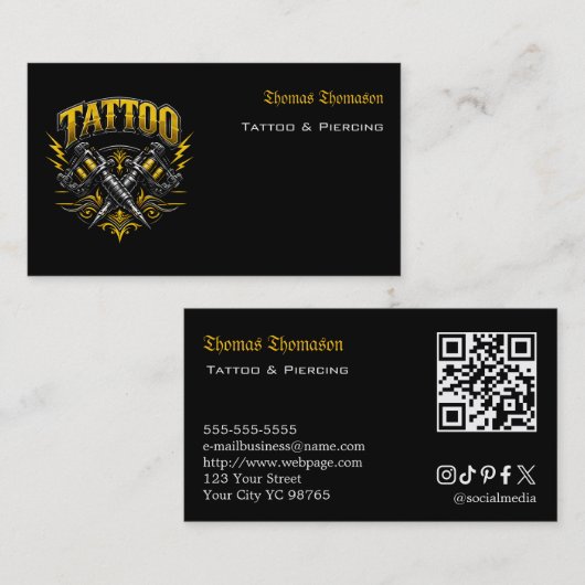 Carte De Visite Tattoo artist QR code  (Devant / Derrière)