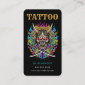 Carte De Visite Tattoo Artist Samurai Skull Tattoo Studio QR Code (Devant)