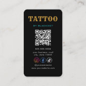 Carte De Visite Tattoo Artist Samurai Skull Tattoo Studio QR Code (Dos)