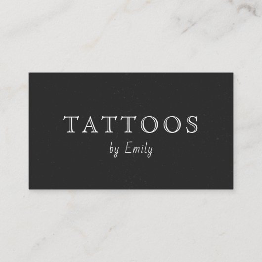 Carte De Visite Tattoo Artist Shop Minimal Simple Noir & Blanc (Devant)