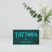 Carte De Visite Tattoo Artiste crâne Turquoise (Debout devant)
