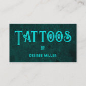 Carte De Visite Tattoo Artiste crâne Turquoise (Devant)