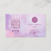 Carte De Visite Tattoo Artiste QR Code & Logo Holographique violet (Dos)