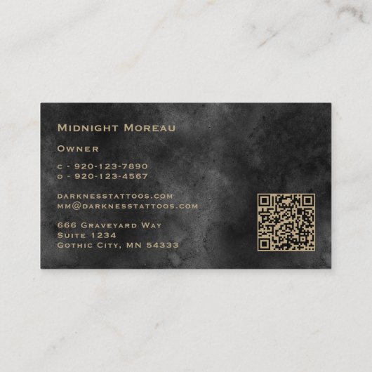 Carte De Visite Tattoo Artiste serpent Rose QR Code (Dos)