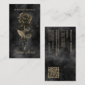 Carte De Visite Tattoo Artiste serpent Rose QR Code (Devant / Derrière)