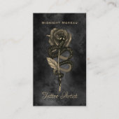 Carte De Visite Tattoo Artiste serpent Rose QR Code (Devant)