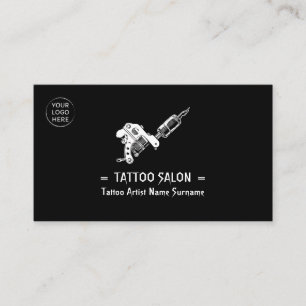 Carte De Visite Tattoo Minimaliste Moderne Noir Logo Code Qr Tatou