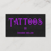 Carte De Visite Tattoo Shop Girly Purple Black Skull Business Card (Devant)