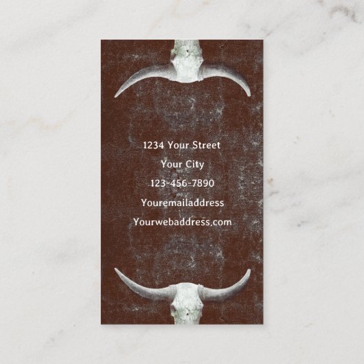 Carte De Visite Tattoo Shule Taureau Rodéo Brown Blanc Occident (Dos)