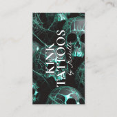Carte De Visite Tattooist Minimal Tattoo Artist Goth Teal  (Devant)