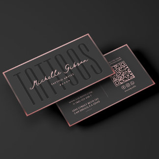 Carte De Visite Tattooist Rosegold Tattoo Artist Pink Frame