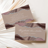 Carte De Visite Taupe Agate Parties scintillant Argent Luxe
