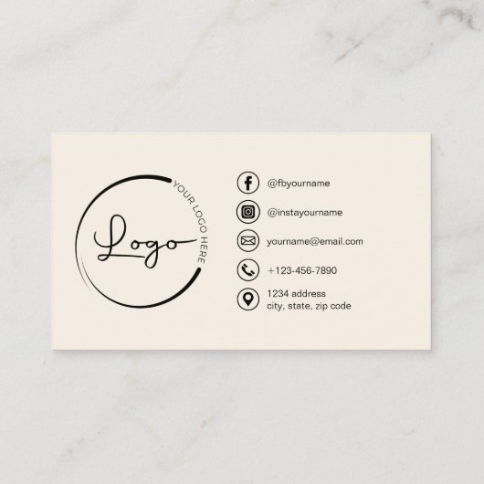 Carte De Visite Taupe beige neutre Photo QR Code Médias sociaux (Dos)