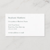 Carte De Visite Taupe, Blanc et Sage Green Monogramme (Dos)