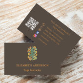 Carte De Visite Taupe brown orange Yoga pose Instructor