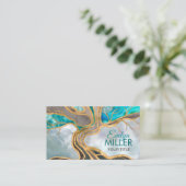 Carte De Visite Taupe et marbre turquoise Arbre de vie (Debout devant)