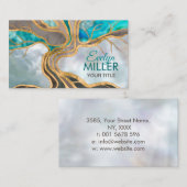 Carte De Visite Taupe et marbre turquoise Arbre de vie (Devant / Derrière)