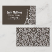 Carte De Visite Taupe foncée, Damas Brown ; Paris (Devant / Derrière)