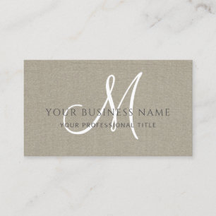 Carte De Visite Taupe Linge Simple Monogramme minimal