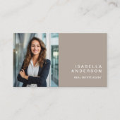 Carte De Visite Taupe Moderne Immobilier Professionnel Photo QR (Devant)