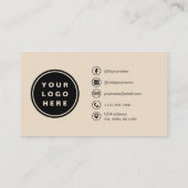 Carte De Visite Taupe Photo with QR Code Social Media (Dos)
