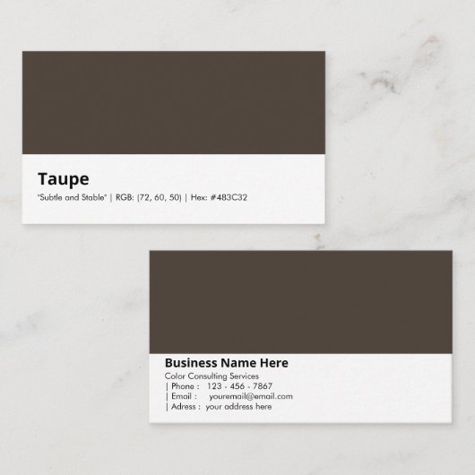 Carte De Visite Taupe | "Subtil et stable" (Devant / Derrière)