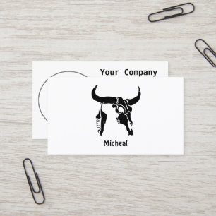 Carte De Visite Taureau de Longhorn de la tribu avec la plume noir