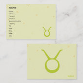 Carte De Visite Taureau - potelé (Devant / Derrière)