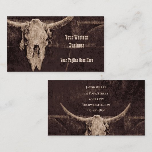 Carte De Visite Taureau rustique Taureau Brown Pays Texture occide (Devant / Derrière)