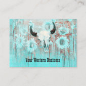 Carte De Visite Taureau Rustique Turquoise Ouest Taureau Taureau S (Devant)