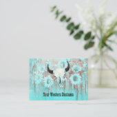 Carte De Visite Taureau Rustique Turquoise Ouest Taureau Taureau S (Debout devant)