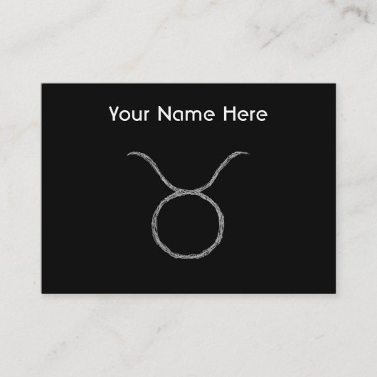 Carte De Visite Taureau. Signe d'astrologie de zodiaque. Noir (Devant)