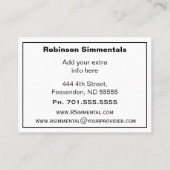 Carte De Visite Taureau Simmental dans le pâturage    (Dos)