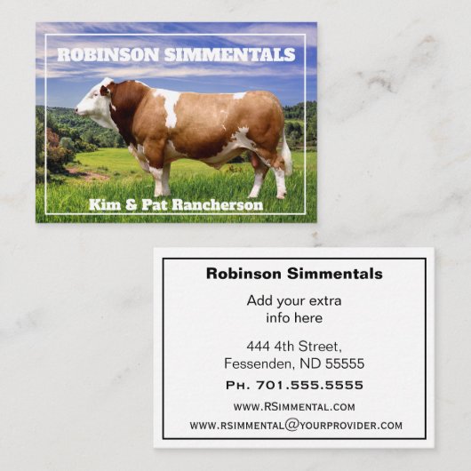 Carte De Visite Taureau Simmental dans le pâturage    (Devant / Derrière)