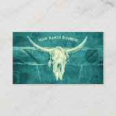 Carte De Visite Taureau Turquoise foncé rustique de l'Ouest (Devant)