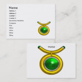 Carte De Visite TAURUS GOLD ZODIAC JEWEL Émeraude Vert Blanc (Devant / Derrière)