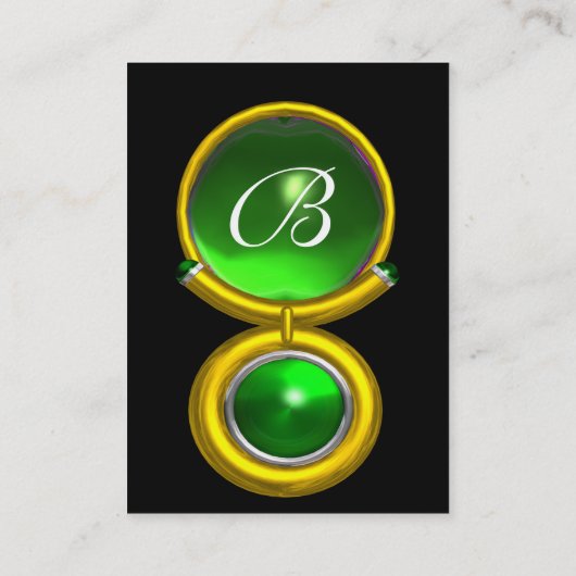 Carte De Visite TAURUS OR ZODIAC MONOGRAMME VERT EMERALD Noir (Dos)