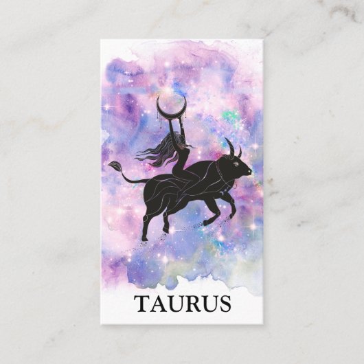 Carte De Visite *~* TAURUS Zodiac Astrologie Lectures Bleu rose (Devant)