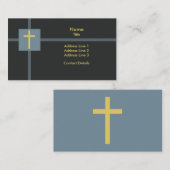 Carte De Visite Taux d'or de la Croix chrétienne de base bleu jaun (Devant / Derrière)