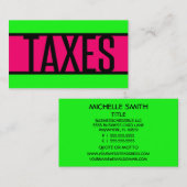 Carte De Visite Taxes Neon Green et Hot Pink (Devant / Derrière)