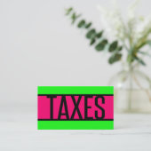 Carte De Visite Taxes Neon Green et Hot Pink (Debout devant)