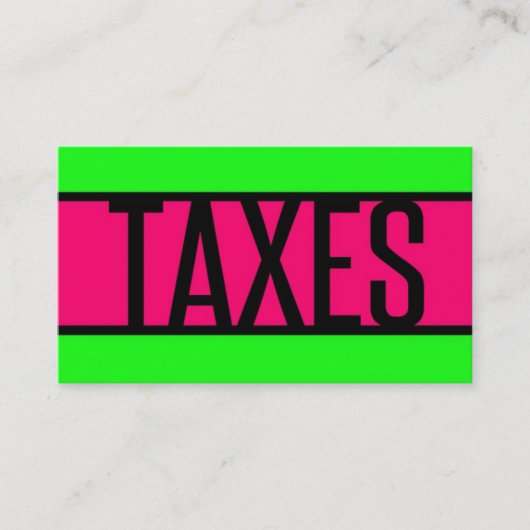Carte De Visite Taxes Neon Green et Hot Pink (Devant)