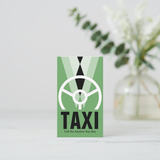 Carte De Visite Taxi Chauffeur Tuxedo Vert (Debout devant)