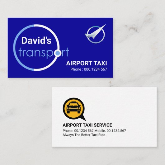 Carte De Visite Taxi de l'aéroport international Blue Orbit (Devant / Derrière)