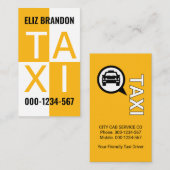 Carte De Visite Taxi Jaune Case à cocher Conduite (Devant / Derrière)