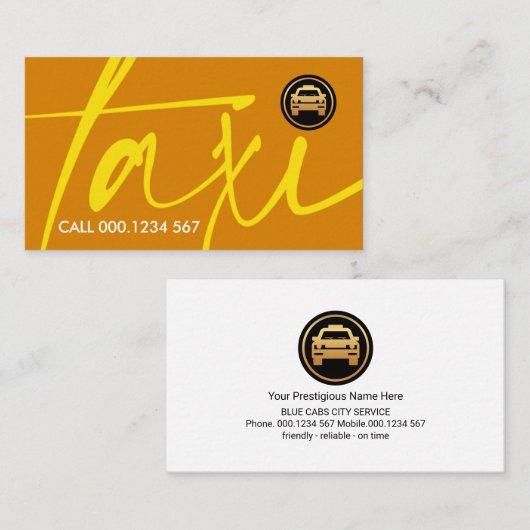 Carte De Visite Taxi jaune créatif Signalisation Conduite (Devant / Derrière)