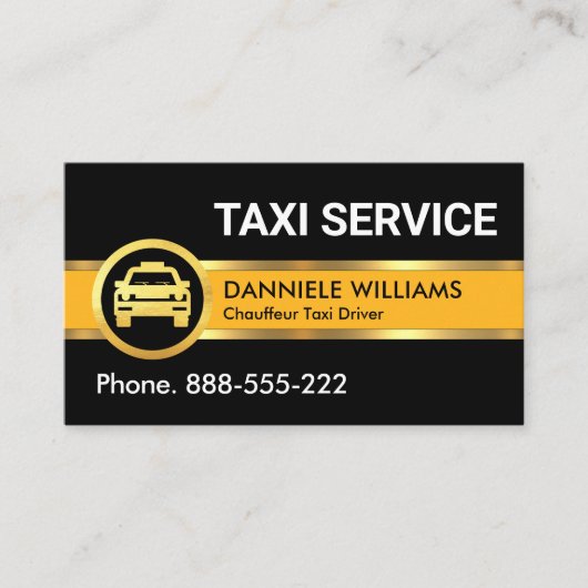Carte De Visite Taxi Jaune Gold Line Conduite (Devant)
